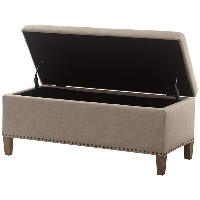 Image 3 Tessa 42 inch Wide Light Grey Fabric Tufted Storage Bench more views