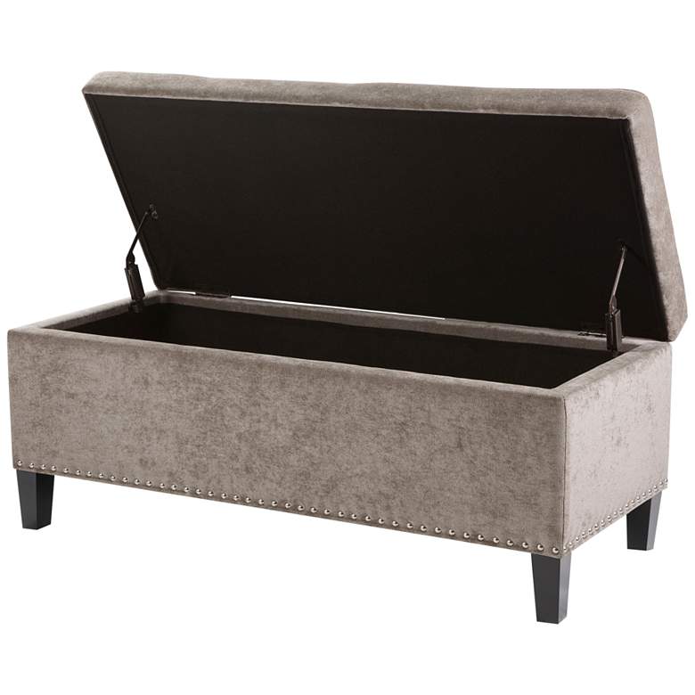 Image 2 Tessa 42" Wide Taupe Fabric Tufted Rectangular Storage Bench more views