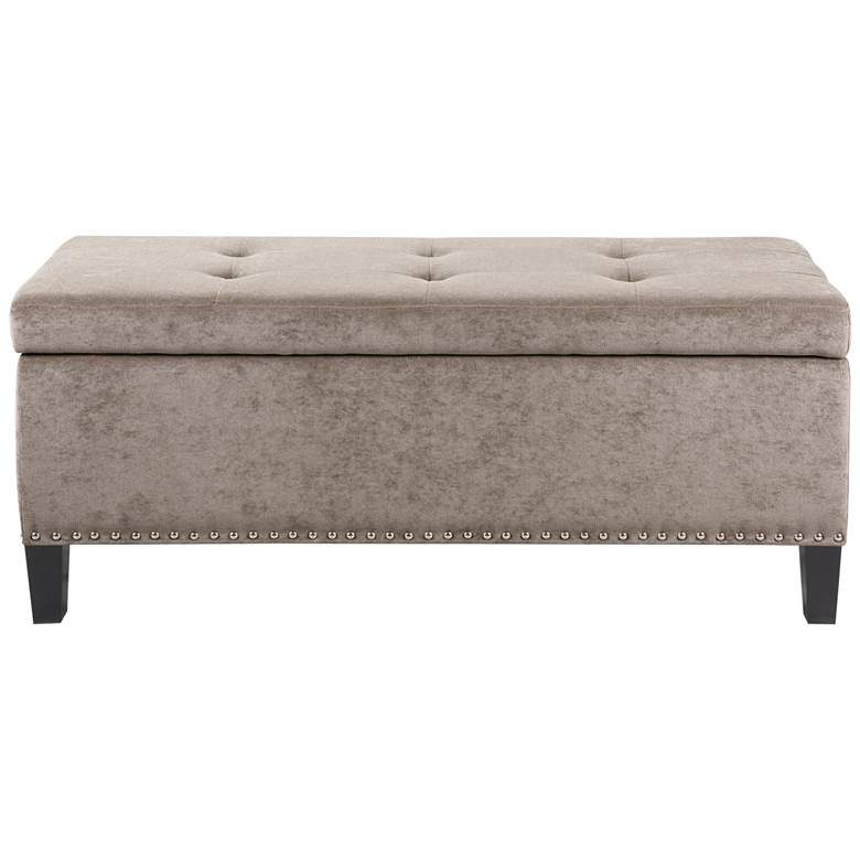 Image 3 Tessa 42" Wide Taupe Fabric Tufted Rectangular Storage Bench more views