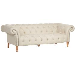 Tessa 90 3/4&quot; Wide Tufted Beige Linen French Sofa
