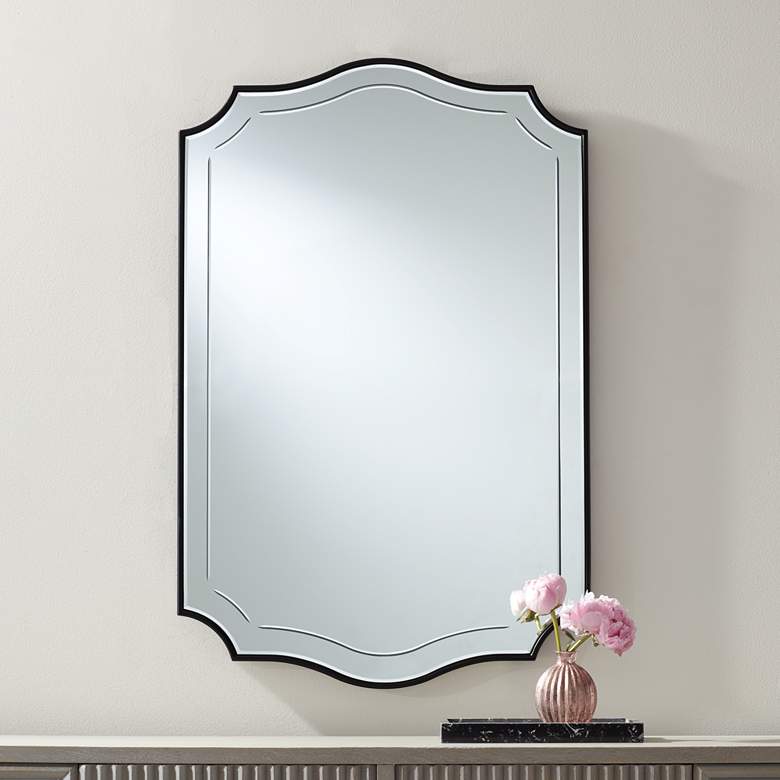 Image 1 Tessa Matte Black 26" x 40" Arch Wall Mirror