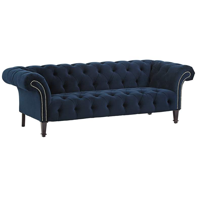 Image 3 Tessa Sapphire Blue 90 3/4" Wide Tufted French Sofa