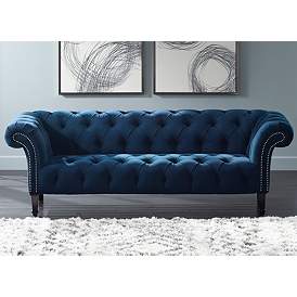 Image2 of Tessa Sapphire Blue 90 3/4" Wide Tufted French Sofa