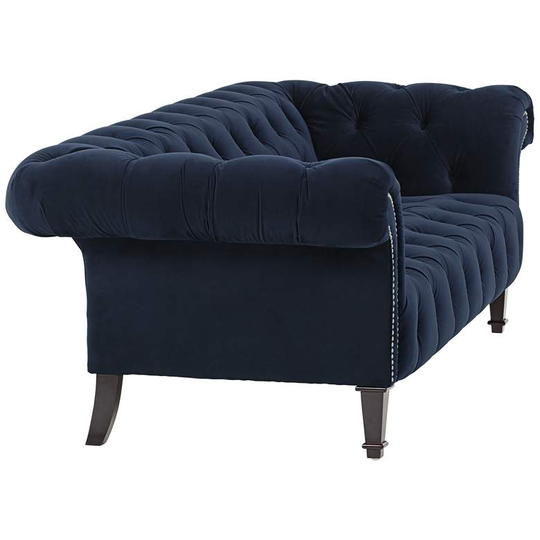Image 5 Tessa Sapphire Blue 90 3/4 inch Wide Tufted French Sofa more views