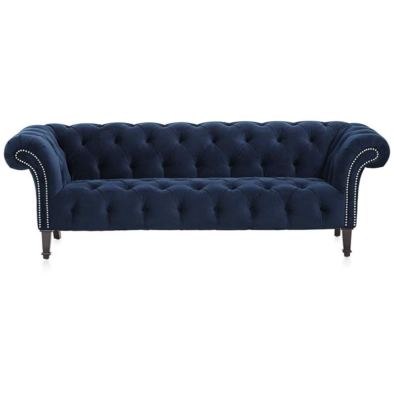 Image 7 Tessa Sapphire Blue 90 3/4" Wide Tufted French Sofa more views