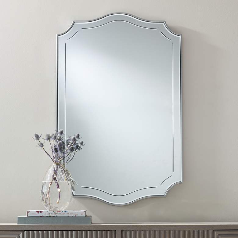 Image 1 Tessa Shiny Silver 26 inch x 40 inch Arch Wall Mirror