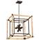 Tesseract 21 1/4" Wide Black and Oak Wood 8-Light Chandelier