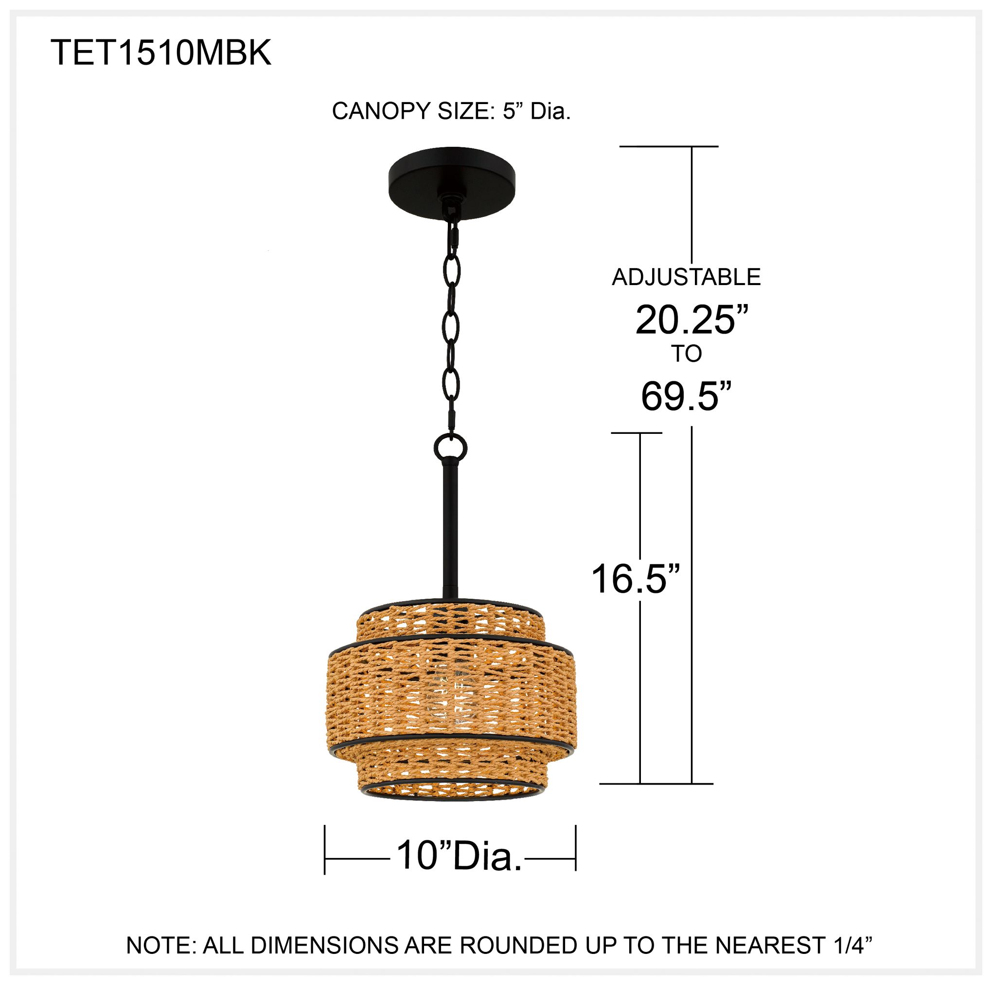 Teton 1-Light Matte Black Mini Pendant Light