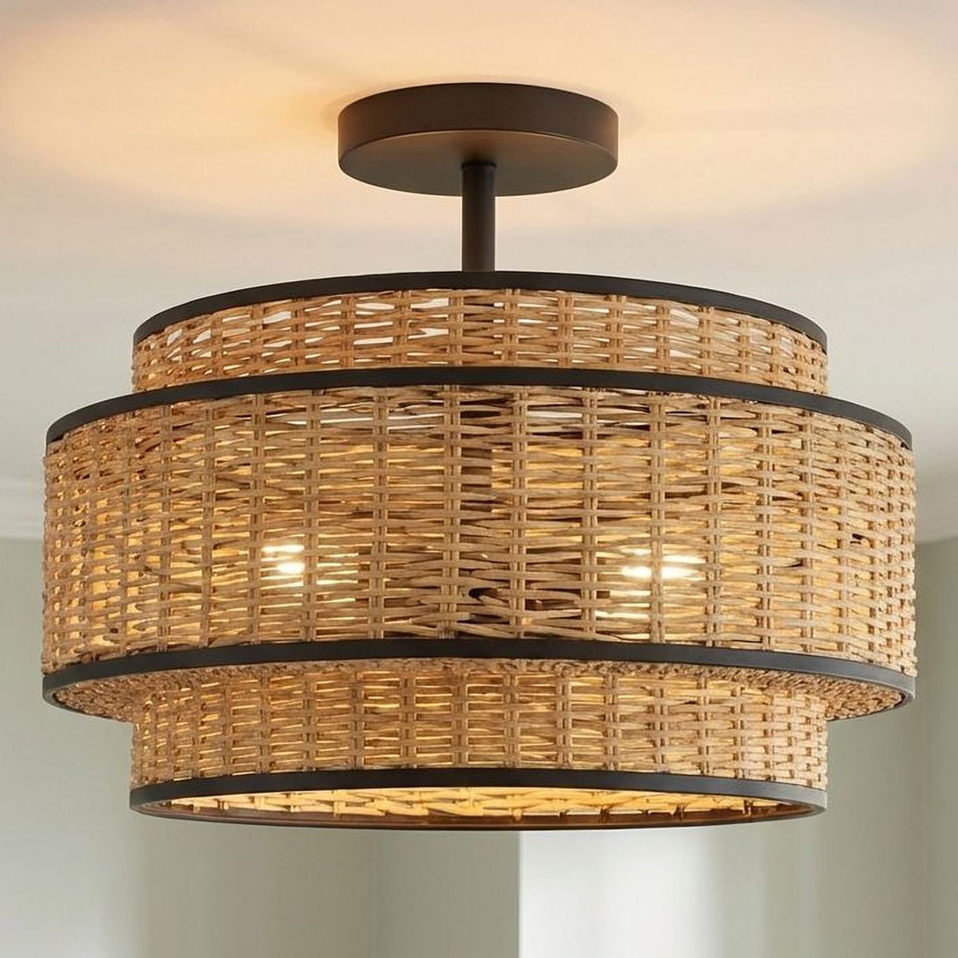 Thumbnail1 of Teton 3-Light Matte Black Semi-Flush Mount