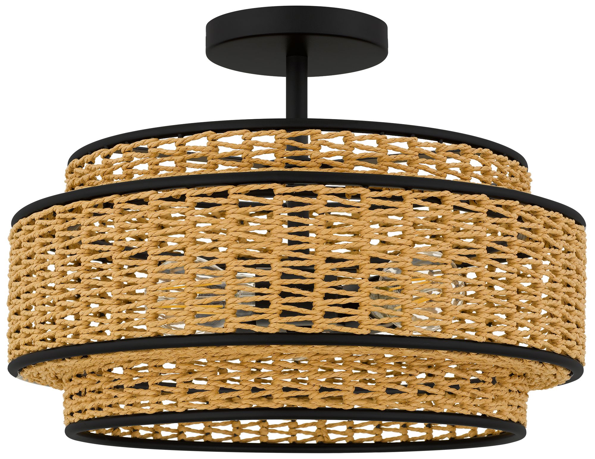 Thumbnail3 of Teton 3-Light Matte Black Semi-Flush Mount more views