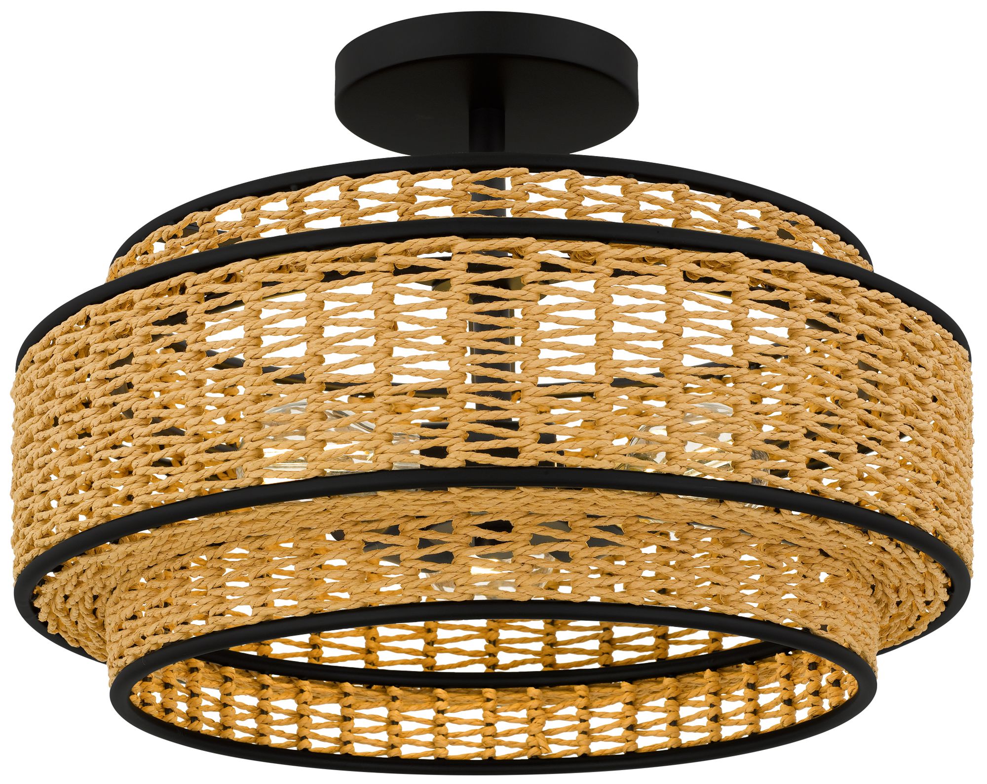 Teton 3-Light Matte Black Semi-Flush Mount
