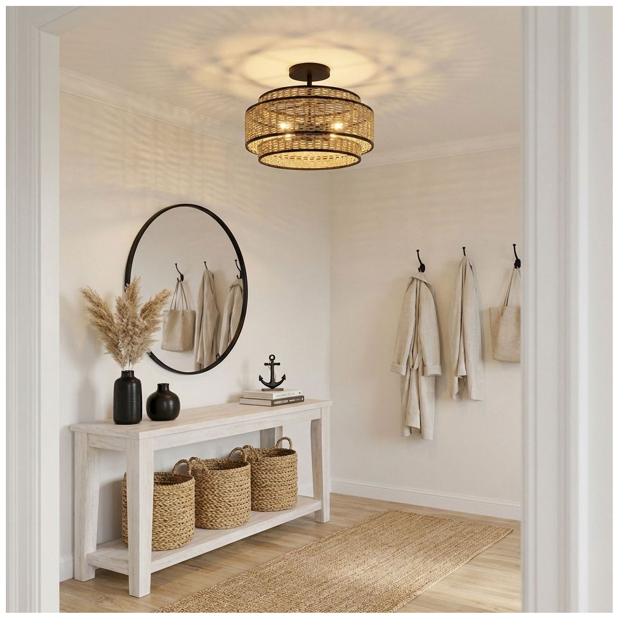 Teton 3-Light Matte Black Semi-Flush Mount