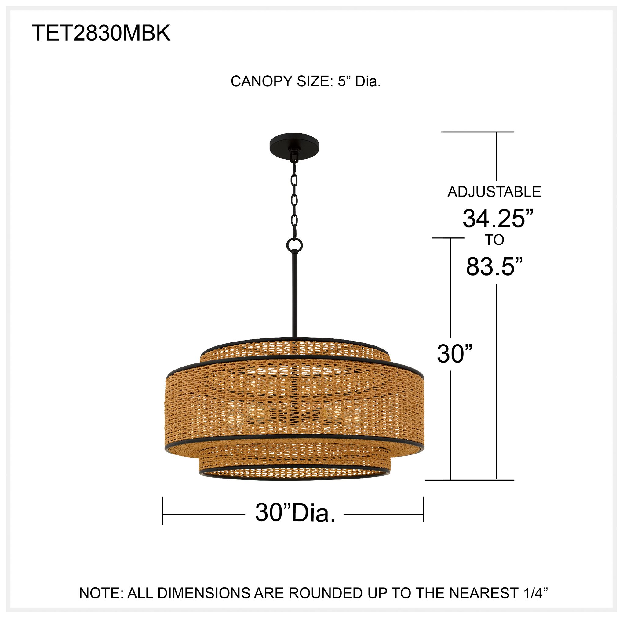 Teton 5-Light Matte Black Pendant Light