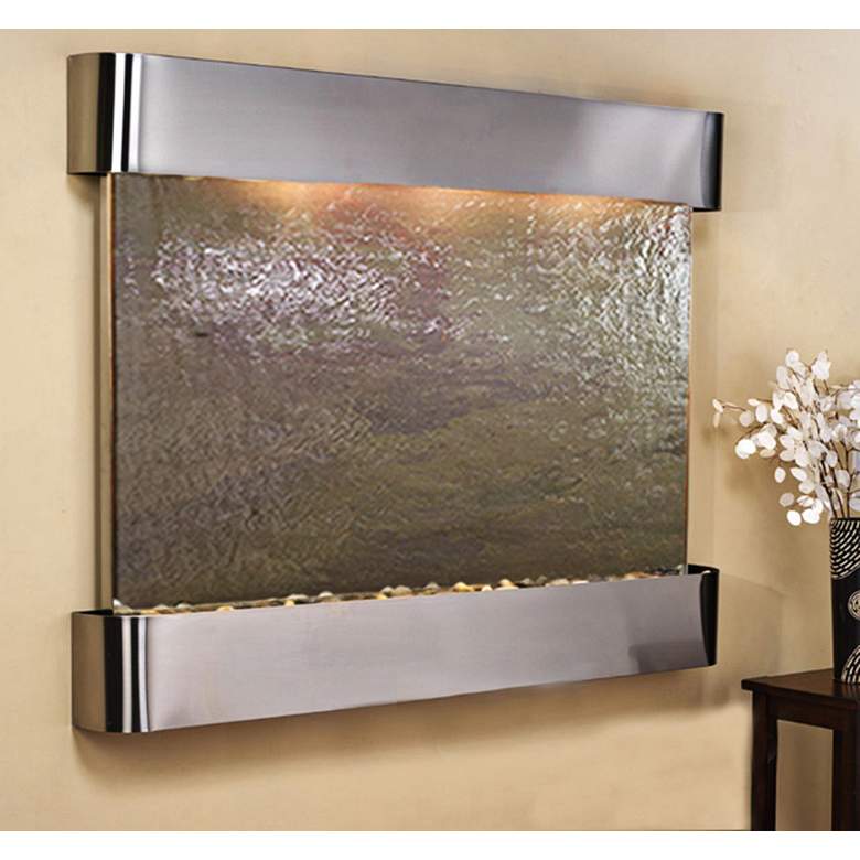 Image 1 Teton Falls 45"H Steel Multi-Color Stone Fountain-Rnd Edges