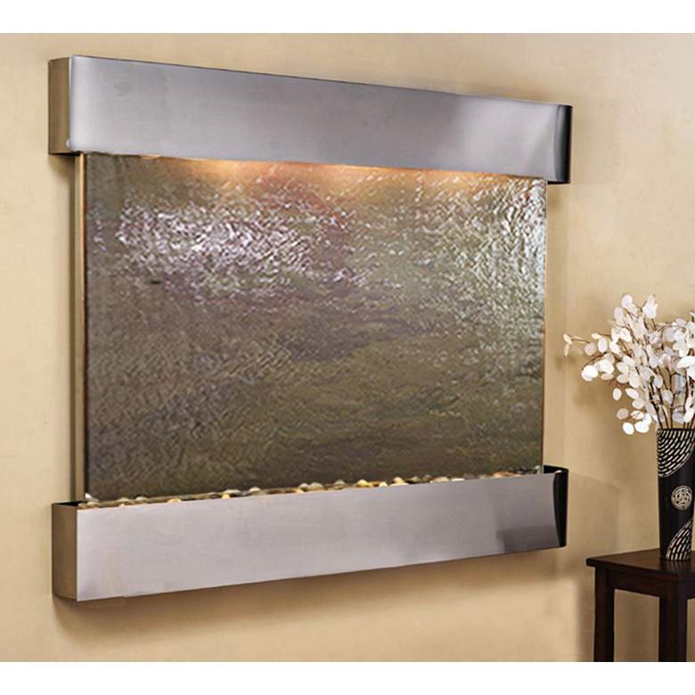 Image 1 Teton Falls 45"H Steel Multi-Color Stone Fountain-Sq Edges