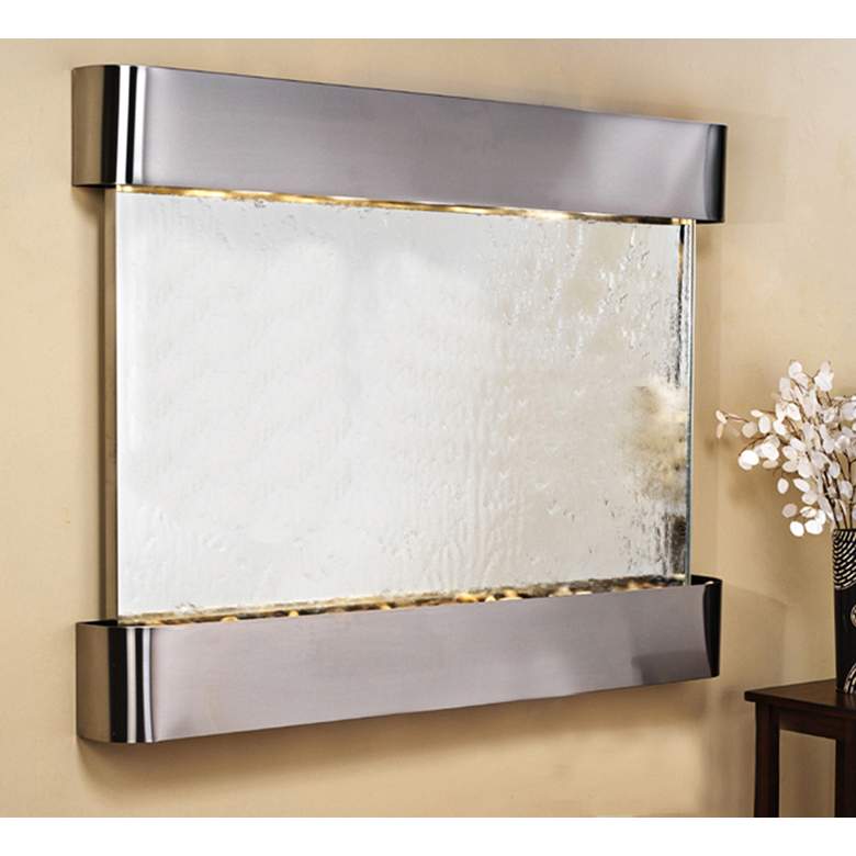 Image 1 Teton Falls 45"H Steel Silver Mirror Fountain w/ Round Edges