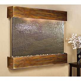 Image1 of Teton Falls 61" Wide Rustic Modern Wall Fountain with Light