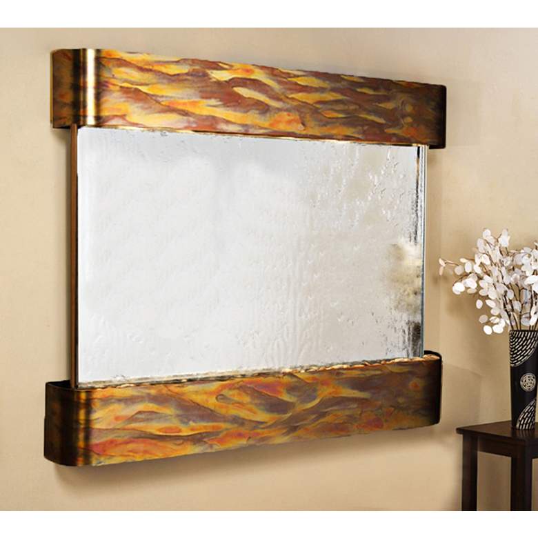 Image 1 Teton Falls 61"W Rustic Silver Mirror Fountain-Round Edges
