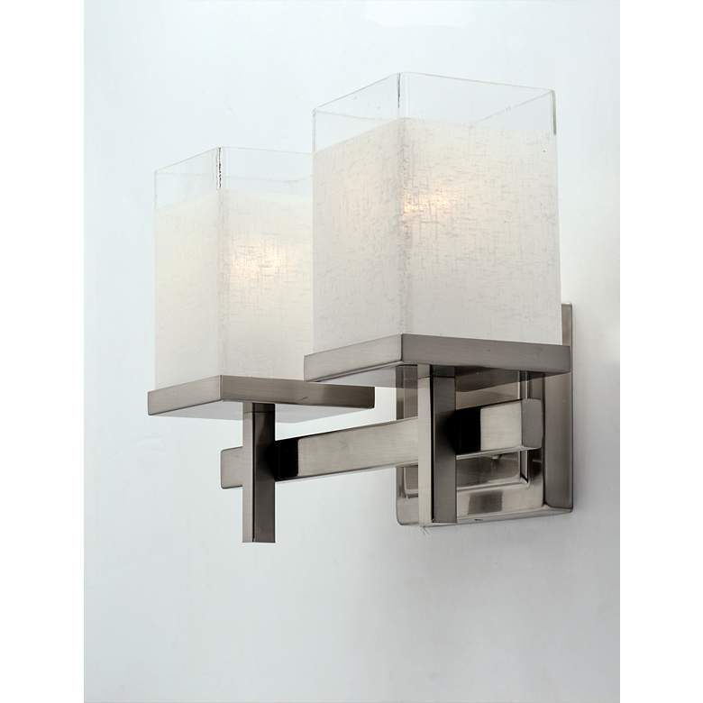 Image 4 Tetra 2 Light 14" Wide Satin Nickel Vanity Light more views
