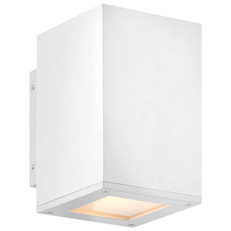 Image 1 Tetra 8 inchH Textured White Rectangular LED Outdoor Wall Light