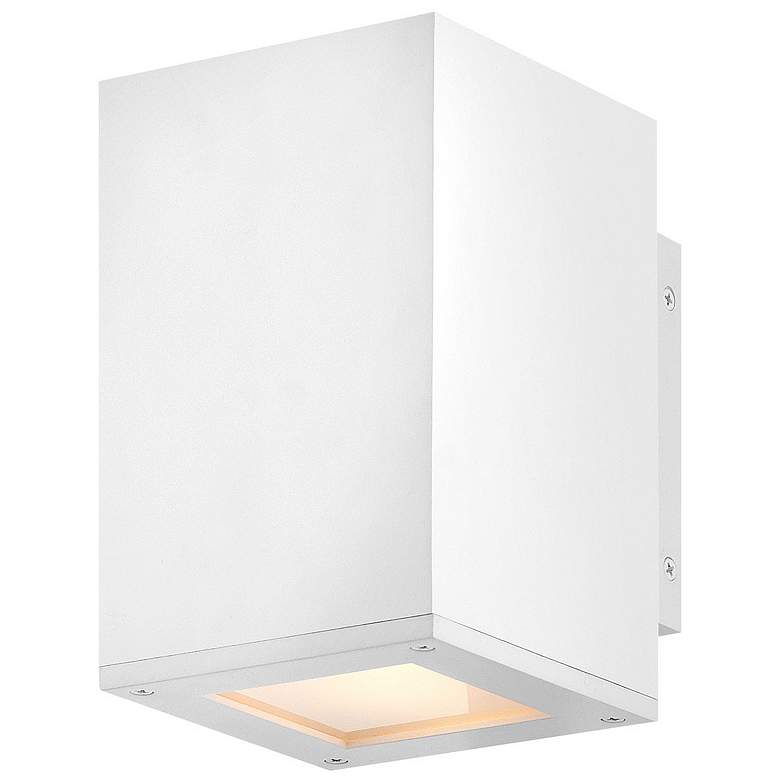 Image 1 Tetra 8"H Textured White Rectangular LED Outdoor Wall Light