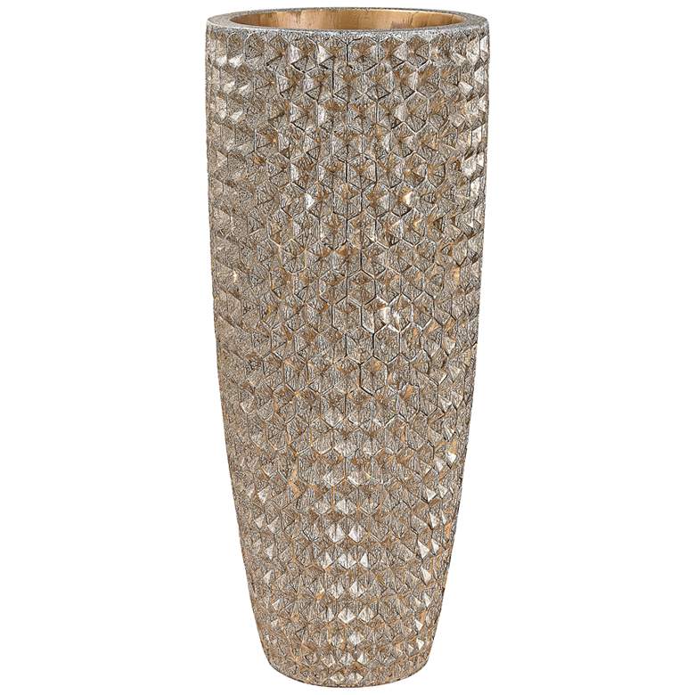 Image 1 Tetra Gold 41 inch High Geometric Textured Large Modern Vase