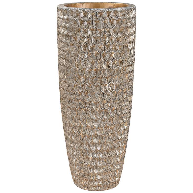 Image 1 Tetra Gold 41" High Geometric Textured Large Modern Vase