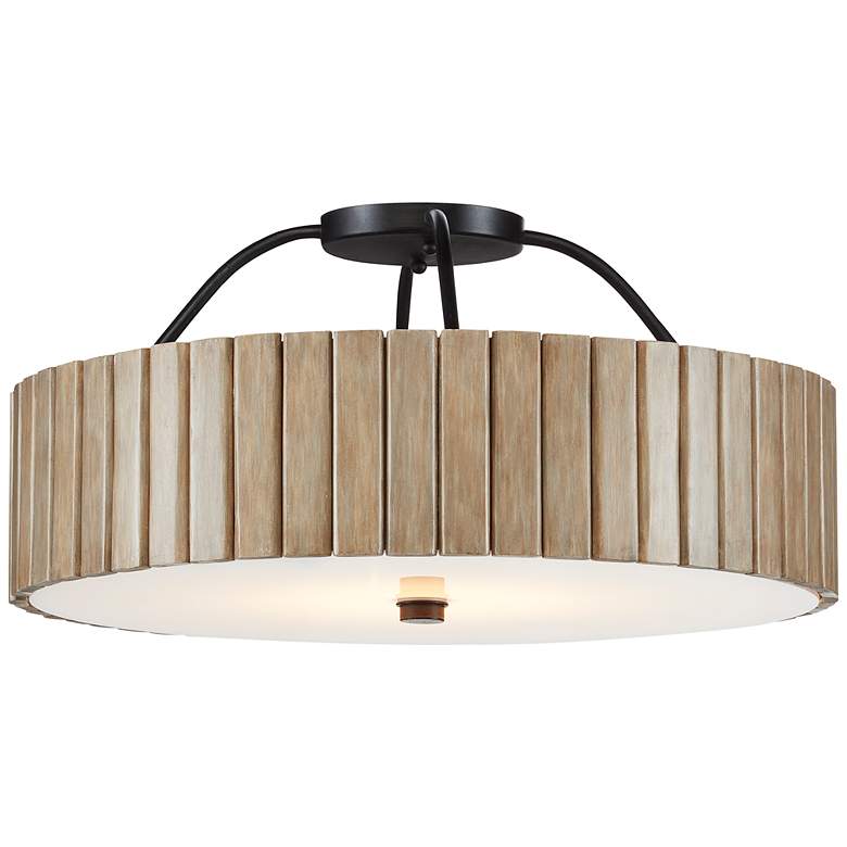 Image 1 Tetterby 20" Wide Black and Tan Drum LED Ceiling Light