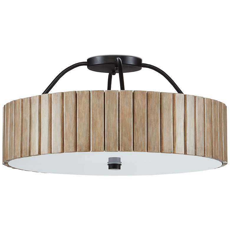 Image 3 Tetterby 20" Wide Black and Tan Drum LED Ceiling Light more views