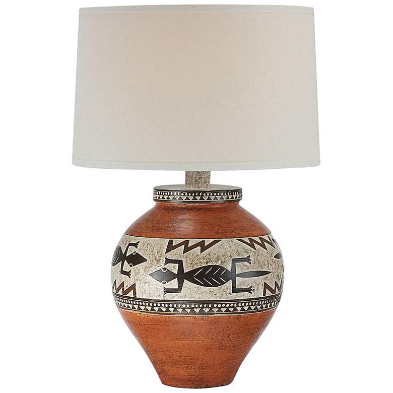 Image 2 Tex Indian Brick Hydrocal Urn Table Lamp