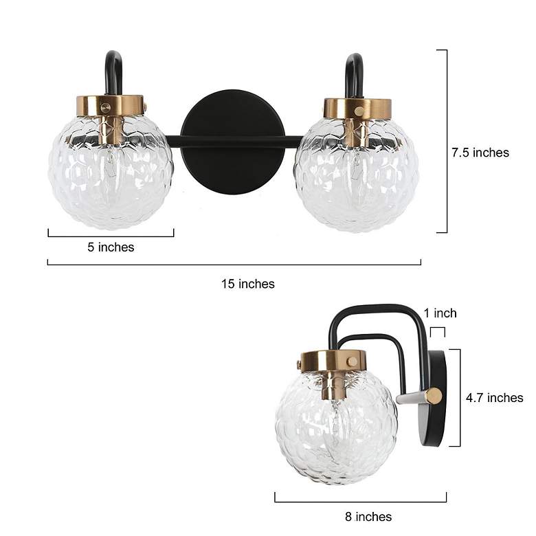 Image 6 Texa 2-Light 15" Wide Black and Gold Bath Light more views