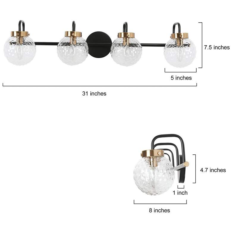 Image 2 Texa 4-Light 31.1" Wide Black and Gold Bath Light more views