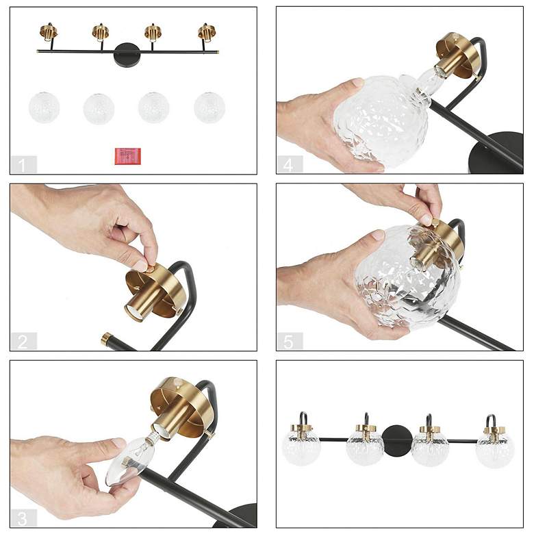 Image 6 Texa 4-Light 31.1" Wide Black and Gold Bath Light more views