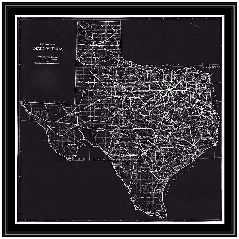 Image 1 Texas 31 1/2 inch High Framed Map Wall Art