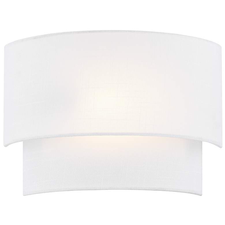Image 2 Textile 10" High White Linen 2-Tier Wall Sconce