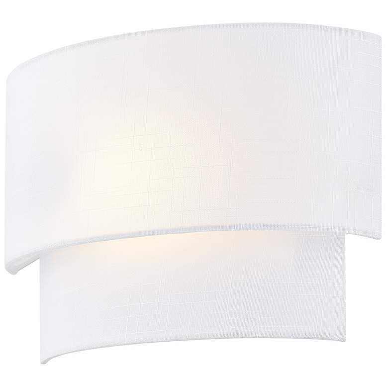 Image 3 Textile 10" High White Linen 2-Tier Wall Sconce more views