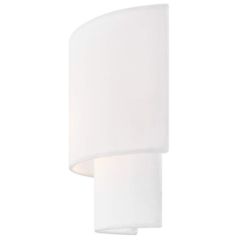 Image 4 Textile 10" High White Linen 2-Tier Wall Sconce more views