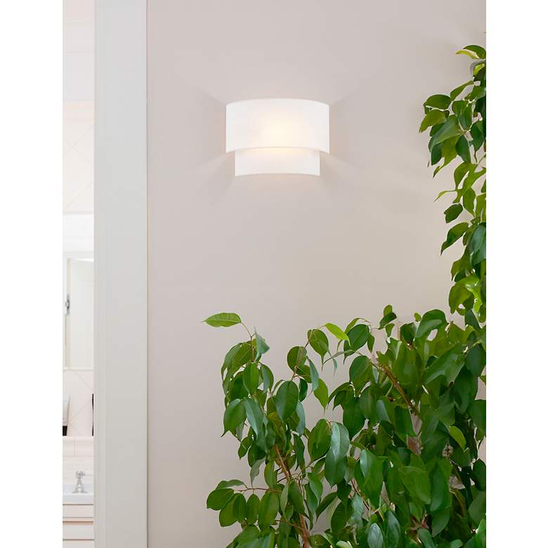 Image 5 Textile 10" High White Linen 2-Tier Wall Sconce more views