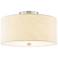 Textile 14"W Classic Drum Brushed Nickel Semi-Flush With Cream Linen S