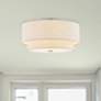 2_Textile 15"W Nickel Ceiling Light with Cream Tiered Shade