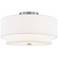 Textile 15"W Nickel Ceiling Light with White Tiered Shade