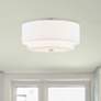 2_Textile 15"W Nickel Ceiling Light with White Tiered Shade
