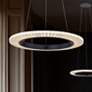1_Textile 18" Wide Medallo LED Ring Cream Linen Pendant