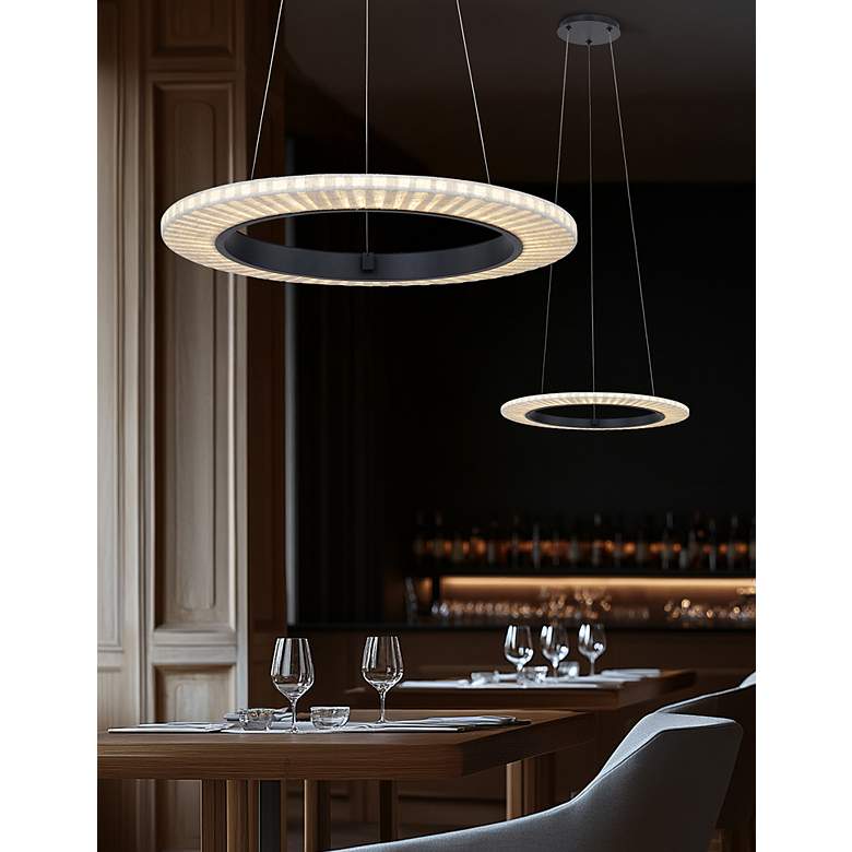 Image 3 Textile 18" Wide Medallo LED Ring Cream Linen Pendant more views