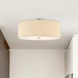Textile 18"W Brushed Nickel Ceiling Light with Cream Shade Textile 18"W Brushed Nickel Ceiling Light with Cream Shade