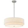 1_Textile 22"W Classic Tiered Drum Brushed Nickel Pendant w/ Cream Shade