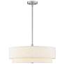 2_Textile 22"W Classic Tiered Drum Brushed Nickel Pendant w/ Cream Shade more views