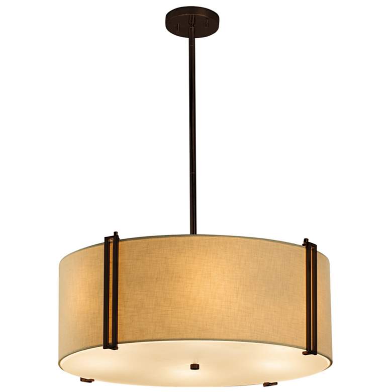 Image 1 Textile 24 1/2" Wide Dark Bronze LED Pendant Light