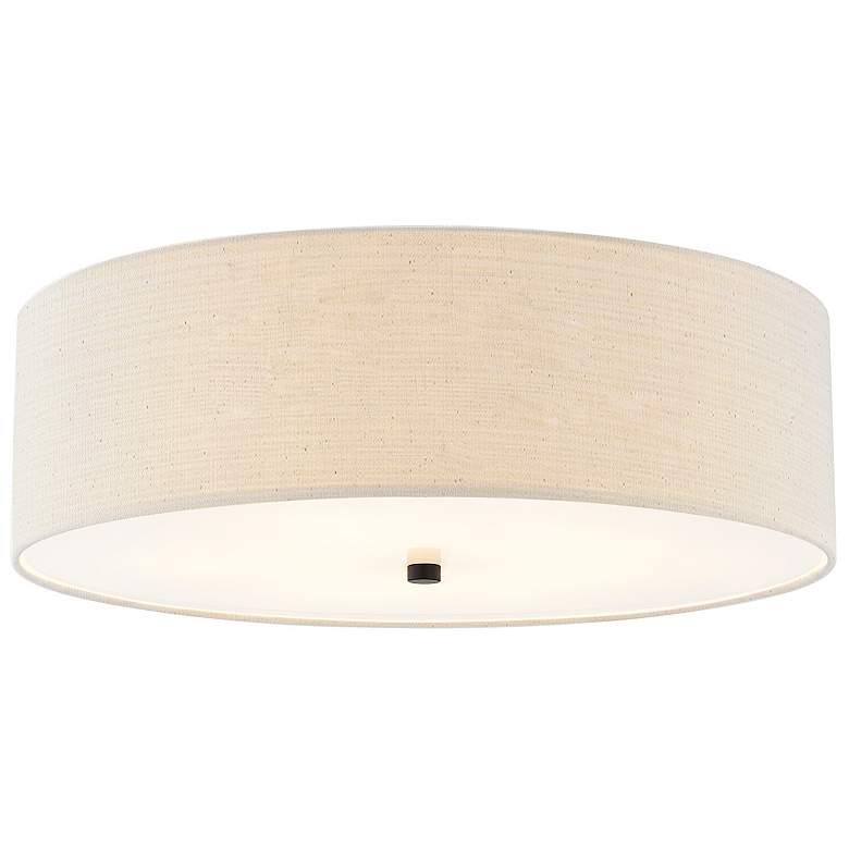 Image 3 Textile 24" Wide Matte Black Ceiling Light with Cream Shade