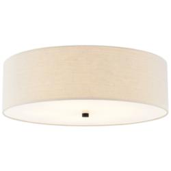 Textile 24" Wide Matte Black Ceiling Light with Cream Shade